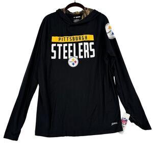 NFL Pittsburgh Steelers Zubaz Hoodie Top Men's Size M Black Camo Lined Hood